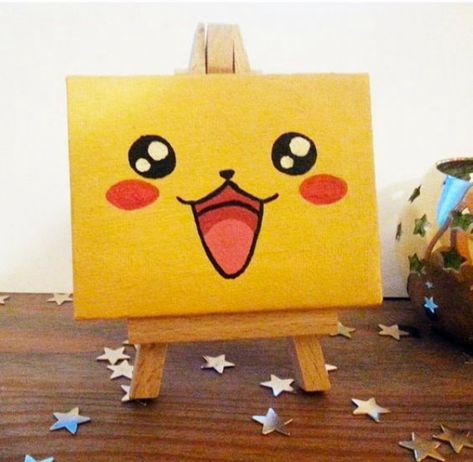 Mini Canvas Painting Ideas, Mini Tela, Kids Canvas Painting, Pokemon Painting, Kids Canvas Art, Small Canvas Paintings, Canvas Painting Ideas, Cute Canvas Paintings, Kids Canvas