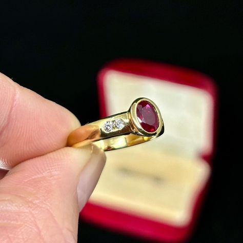 Just in, we have this circa 1980’s Ruby & Diamond engagement/anniversary ring set in 18K yellow gold. When we first got this ring, we had thoughts of redesigning it, because look at that Ruby. 🤩 …but then we figured with the resurgence of yellow gold bezel settings, we may as well leave this ring as is. The value on this ring based on the Ruby is a bit more than what we anticipated, so we decided to move along the win to our clients and offer it for 50% off, from $10,000 to $5,000. The ... Move Along, Anniversary Ring Set, Engagement Anniversary, Ruby Diamond, Bezel Setting, Anniversary Rings, Diamond Engagement, Ring Sets, Ruby