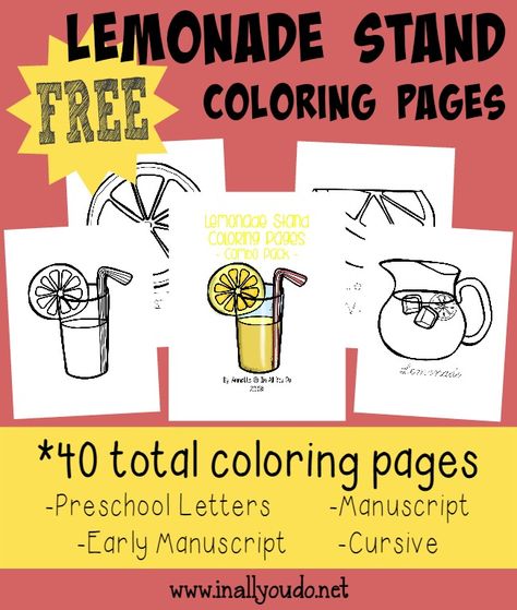 So cute! Lemonade Stand Coloring Pages {freebies} Lemonade Activities, Lemonade Business, Kids Lemonade Stands, Lemonade Stand Sign, Inclusive Playground, Kids Lemonade, Lemonade Stands, Lemon Crafts, Lemonade Sign