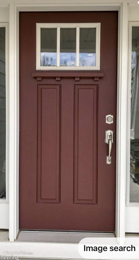 Burgundy Front Doors, Maroon Front Door, Burgundy Front Door, Red Front Door, Black Interior Doors, House Color Palettes, House Color, Red Interiors, Painted Doors