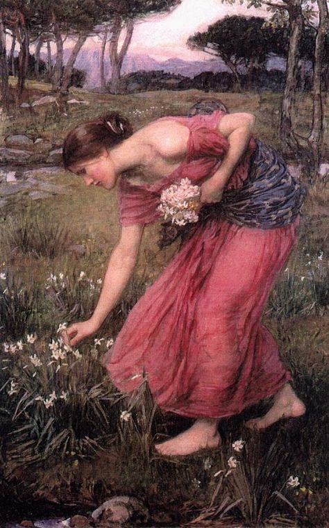 Waterhouse Paintings, Persephone Art, John Waterhouse, Pre Raphaelite Brotherhood, Pre Raphaelite Art, Narcissus Flower, John Everett Millais, John William Waterhouse, Hades And Persephone