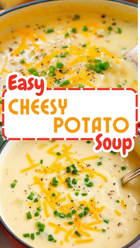 Easy Cheesy Potato Soup Cheesy Creamy Potato Soup, Cheesy Chowder Soup, Taste Of Home Best Ever Potato Soup, Simple Cheesy Potato Soup, Potato Soup Small Batch, Cheesy Potato Soup Velveeta, Pureed Potato Soup, Quick And Easy Potato Soup Recipes, Potato Soup Stove Top Easy Recipes