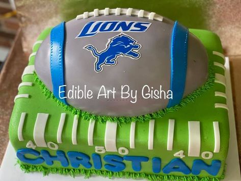 Detroit Lions Cake, Royal Icing Cakes, 30th Bday Party, Lion Birthday, Sport Cakes, 60th Birthday Cakes, Football Cake, 30th Bday, Birthday Cakes For Men