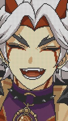 Geo Vision, Pixel Art Styles, Oni Demon, Arataki Itto, Indie Game Development, Perler Art, Pixel Art Templates, Indie Game, Anime Pixel Art