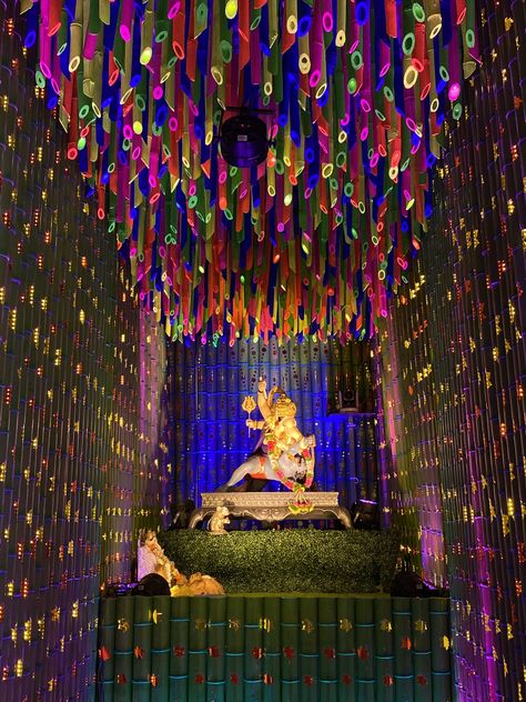 Ganesh Pandal Decoration, Durga Pandal Decoration Ideas, Ganesh Mandapam Decoration, Ganpati 2023, Ganpati Mandap, Bappa Decoration, Pandal Decoration, Chaturthi Decoration, Ganpati Picture