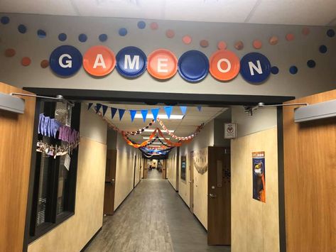 School Spirit Hallway Ideas, Apex Fun Run, Volleyball Decorations, Academic Advisor, Hallway Decorations, Tailgate Ideas, Booster Club, School Hallways, Dream Jobs