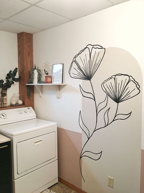 Laundry Room Refresh, Simple Wall Paintings, Laundry Room Wall Art, Laundry Room Wall, Room Wall Mural, Newly Pregnant, Room Accent Wall, Diy Wall Painting, Room Wall Painting