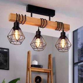 Ceiling Lights & Fittings | Dunelm Boho Bedroom Ideas Bohemian, Cage Ceiling Light, Wood Ceiling Lights, Nordic Pendant Light, Boho Bedroom Ideas Hippie, Industrial Ceiling Lights, Industrial Ceiling, Industrial Interiors, Wooden Beams