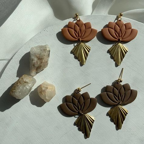 Handmade polymer clay lotus earrings Polymer Clay Lotus, Clay Lotus, Toy Making, Lotus Earrings, Handmade Polymer Clay, Clay Art, Polymer Clay Earrings, Clay Earrings, Lotus