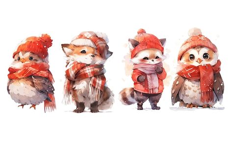 Christmas Fox Drawing, Cute Christmas Animals Drawings, Christmas Animals Illustration, Cute Christmas Illustration, Christmas Illustration Design, Baby Christmas Card, Fox Christmas, Forest Mural, Animal Illustration Art