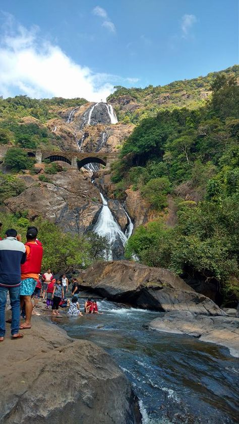 Dudhsagar waterfalls India (Goa) #backpacker #travel #backpacking #ttot #tent #traveling http://bit.ly/2P7u13w Dudhsagar Waterfalls Photography, Goa Waterfall, Goa Snaps, Goa Photos, Goa Pics, Dudhsagar Waterfalls, Travel Dairies, Mountain Photo Ideas, Weather In India