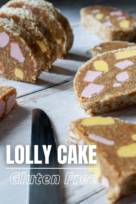 Lolly Cake is another New Zealand Specialty. A staple at kid's parties, found in every single bakery in the country. So what is it? Well firstly, it's not really a cake at all. Usually made with only 5 ingredients, its a firm slice, (traditionally) made from malt biscuits, butter and condensed milk. The other two ingredients being the 'lollies' and coconut. Gluten free cake. Gluten free dessert Gluten free recipes. #glutenfreecake #glutenfreedesserts #glutenfreerecipes Biscuits Butter, Dessert Gluten Free, Lolly Cake, Gluten Free Dessert, Cake Gluten Free, Gluten Free Biscuits, Delicious Gluten Free Recipes, Gluten Free Sweet, Digestive Biscuits