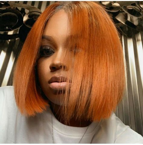 Copper Bob Black Women, Ginger Bob Black Women, Bob Black Women, New Hair Cut Style, Undercut Bob Haircut, Shoulder Length Hair Cuts With Bangs, Natural Hair Blowout, Hello Hair, Wild Hair Color