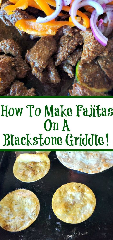 Fajitas On A Blackstone Griddle are the perfect alternatives to Taco Tuesday or at Home Dinner for Cinco De Mayo! So easy to cook and clean up is a breeze as well! Toast your tortillas on the Blackstone for more flavor as well! How To Make Fajitas, Pork Fried Rice Recipe, Outdoor Griddle Recipes, Griddle Cooking Recipes, Outdoor Cooking Recipes, Blackstone Recipes, Blackstone Grill, Pork Fried Rice, Cooking Stone