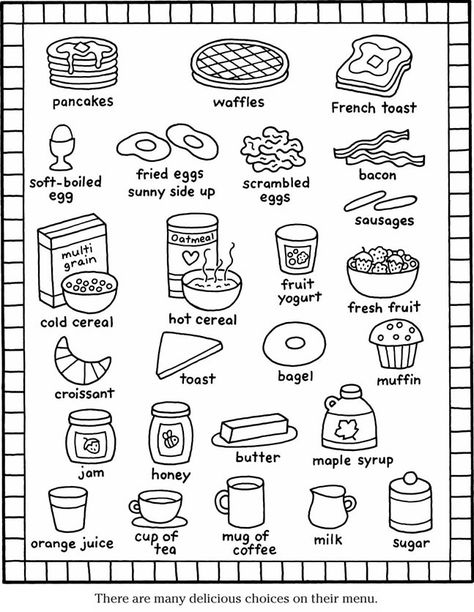 Food Menu Coloring Pages My Food Plate, Kids Play Food, Food Vocabulary, Food Coloring Pages, English Worksheet, Pretend Food, Coloring Page Ideas, English Food, Coloring Pages Printable