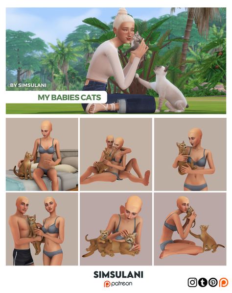 Sims 4 Poses With Cat, Sims 4 Cat Poses, Sims 4 Pet Poses, Cc Sims 4 Patreon, Pet Poses, Cc Drawing, Pose Mode, Sims 4 Couple Poses, Sims Poses