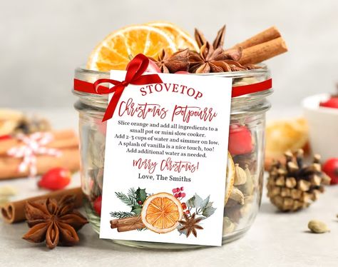 Stovetop Potpourri Christmas Gift Tag Teacher Gift Label - Etsy Potpourri Christmas Gift, Christmas Bbq, Potpourri Gift, Stove Top Potpourri, Simmering Potpourri, Potpourri Recipes, Potpourri Christmas, Christmas Neighbor, Gift Label