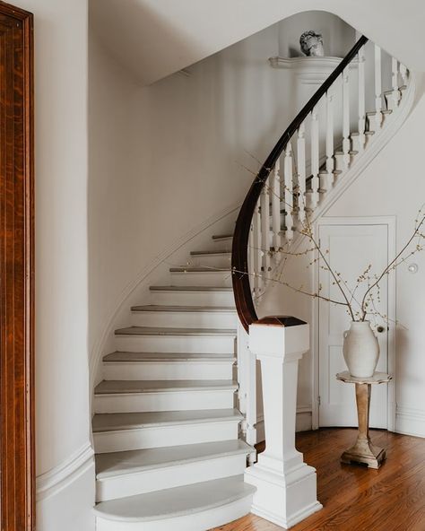 😍😍😍 Wooden Railing, Simple Vase, White Staircase, Staircase Designs, Elegant Entryway, Painted Stairs, Home Stairs Design, Modern Staircase, Mansion Interior