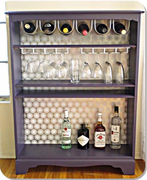 DIY Bar- for that cabinet by the table? Could take the glass out of the doors or leave it in Bookshelf Bar, Cheap Dresser, Old Bookshelves, Bookcase Bar, Real Estat, Bookshelves Diy, Mobile Bar, Redo Furniture, Repurposed Furniture