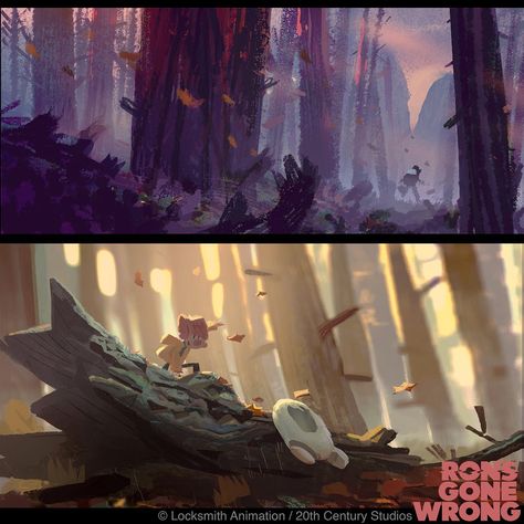 The Art of Ron's Gone Wrong - 50 Concept Art Film Concept Art, Stylized Environment Concept Art, Concept Art Forest, Forest Concept Art, Value Painting, Storyboard Illustration, Bg Design, Color Script, Comedy Film