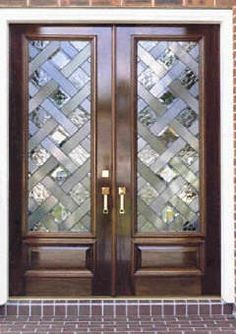 Solid Mahogany Exterior Front Double Door Prehung Finished ENTRY ... Pintu Interior, Front Door Decorations, Custom Entry Doors, Double Glass Doors, Doors With Glass, Stained Glass Door, Double Front Doors, Door Glass Design, Front Entry Doors