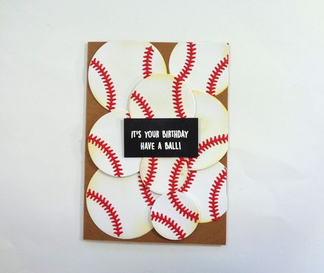 Sports Birthday Card, Diy Baseball Birthday Cards, Baseball Birthday Cards Handmade, Baseball Greeting Card Ideas, Carte Basketball Birthday Cards, Baseball Card Valentine, Baseball Greeting Cards, Birthday Cards For Boyfriend, Diy Gifts For Him