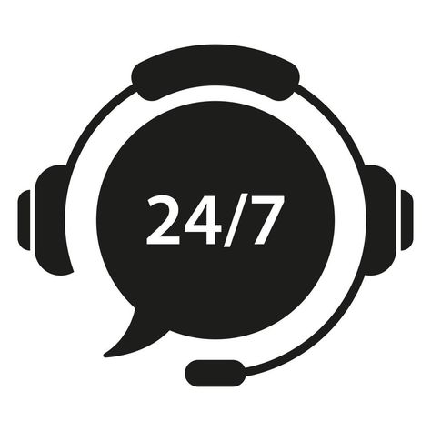 Support Customer 24 7 Silhouette Icon. Help Service Call Center Logo. Headphone with Bubble Around the Clock Hotline Concept. Telephone Center for Help Customers Sign. Isolated Vector Illustration. Call Center Logo Design, Call Center Logo, Call Center Design, Call Icon, Handwritten Necklace, Call Logo, Support Icon, Support Logo, 7 Logo