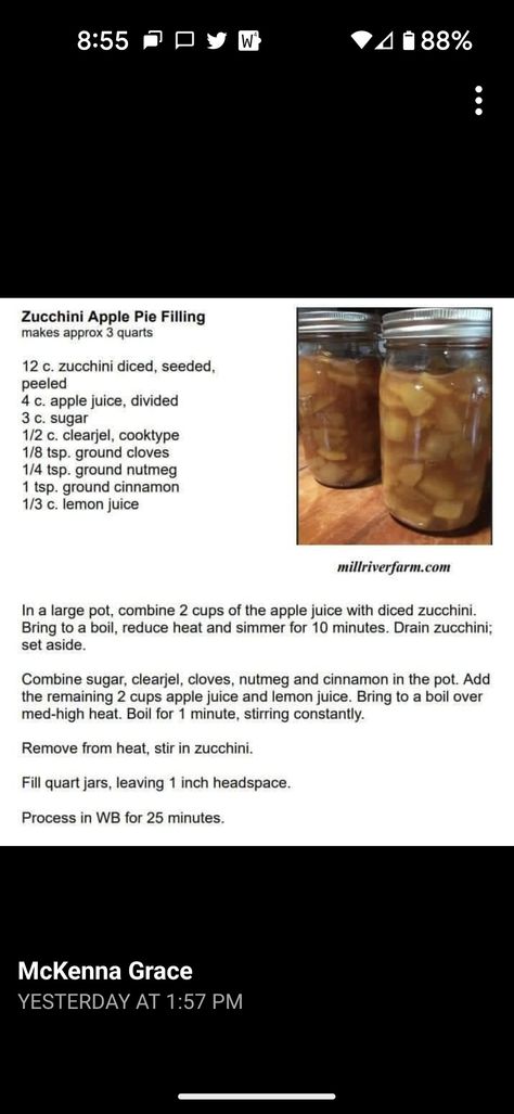 Zucchini Mock Lemon Pie Filling, Canning Zucchini Mock Apple Pie Filling, Canning Mock Apple Pie Filling With Zucchini, Mock Apple Pie With Zucchini For Canning, Mock Apple Pie, Canning Zucchini, Canning Veggies, Zucchini Dishes, Pie Fillings