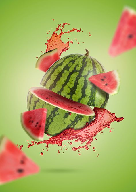 Fruits on Behance Juice Menu, Juice Ad, Fruit Splash, Fruit Packaging, Juicy Watermelon, Juice Packaging, Fruit Wallpaper, Fruit Photography, Food Graphic Design