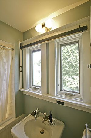 Slide to Hide the Mirror - Fine Homebuilding Toilet Alcove, Pocket Door Bathroom, Bathroom Wishlist, Privacy Door, Bathroom Windows, Upstairs Bathrooms, Bathroom Refresh, Bathroom Designs, Bathroom Space