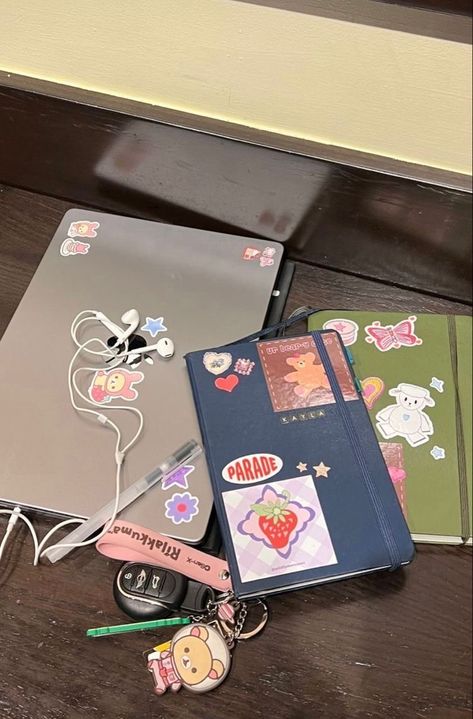 journal, aesthetic journal, journal inspo, journal inspiration, aesthetic, stickers, aesthetic laptop, aesthetic car keys, pink, white, colorful, pastel Stickers For Journaling, Kindle Stickers, Study Journal, Stickers Cute, Study Motivation Inspiration, Korean Aesthetic, Lukisan Cat Air, Studying Inspo, Study Inspiration