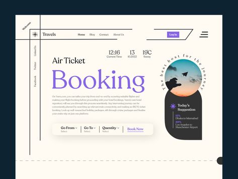 Air Ticket Booking Website - Hero Header by MD SAKIB MAHAMUD on Dribbble Air Ticket Booking, Booking Website, Header Design, Air Tickets, Holiday Packaging, Looking Up, Global Community, Creative Professional, Incoming Call Screenshot