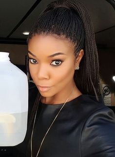 Gabrielle Union - micro-braids Micro Braids Styles, Micro Braids Hairstyles, Dry Skin Makeup, Clear Skin Face, Micro Braids, Gabrielle Union, Peinados Fáciles Para Cabello Corto, Braids For Black Women, Braided Hairstyles For Black Women