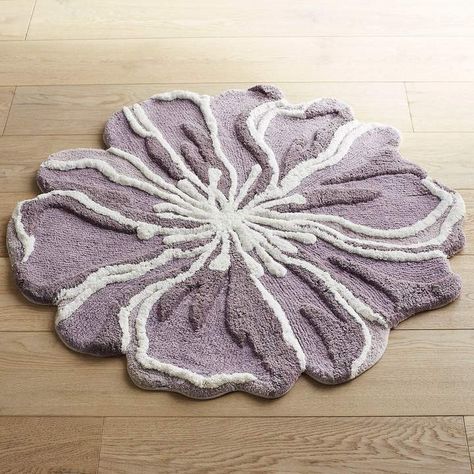 Pier 1 Imports Flower-Shaped 3' Round Lilac Bath Rug  #ad Fancy Towels, Flower Rug, Flower Bath, Girls Bathroom, Lilac Flowers, Indoor Patio Furniture, Soothing Colors, Johannesburg, Pier 1