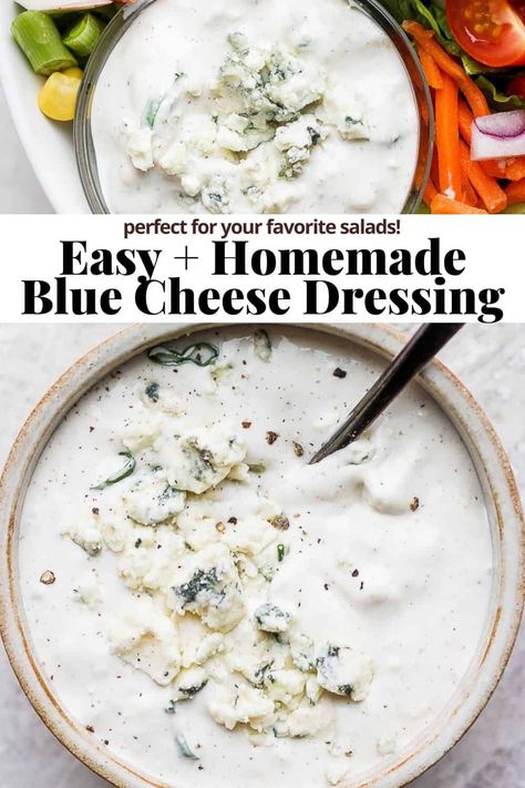 Homemade Blue Cheese Dressing, Homemade Blue Cheese, Blue Cheese Dressing Recipe, Cheese Salad Dressing, Breakup Messages, Bleu Cheese Dressing, Blue Cheese Recipes, Salad Dressing Recipes Healthy, Blue Cheese Salad