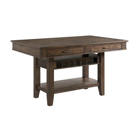 Williston Forge Oday Island Counter Height Island | Wayfair Counter Height Island, Grey Counter, Counter Height Pub Table, Island Counter, Wine Bottle Storage, Wood Table Bases, Pub Table Sets, Counter Height Dining Table, Counter Height Table