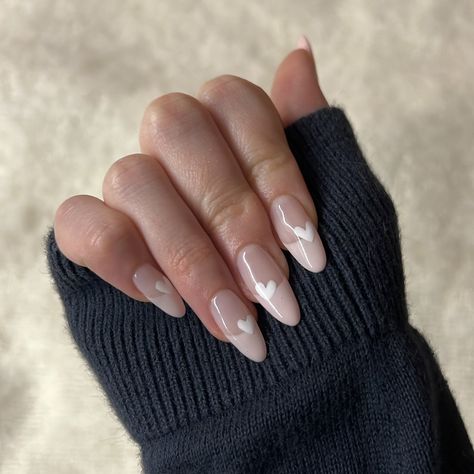 Nails With White Hearts, Pink French Tip Acrylic Nails, Acrylic Nails With White, Nails With White, Pink French Tip, Pink French Nails, French Tip Acrylic Nails, Pink French, Pretty Gel Nails