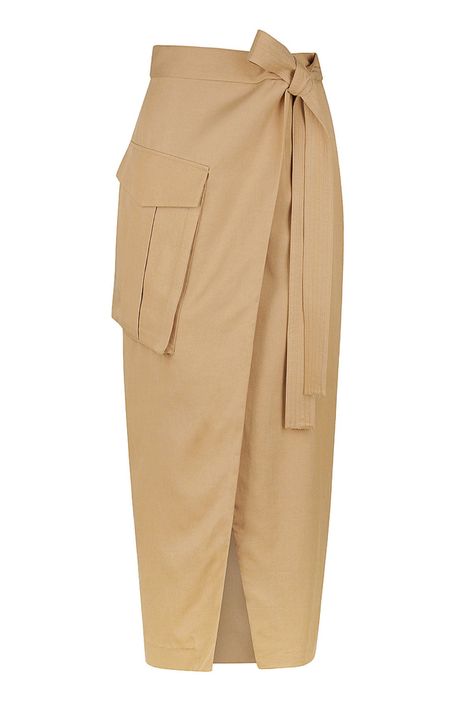 Sara Wrap Midi Skirt | Latte | Skirts | Shona Joy – Shona Joy International Beige Midi Skirt, Clothing Pattern Design, Cotton Skirts, Wrap Midi Skirt, Utility Skirt, Midi Wrap Skirt, Western Style Outfits, Shona Joy, Silk Linen