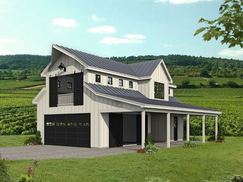 062G-0249: Outbuilding Plan with Loft Garage Apartment Plan, Barn Plan, Barn Garage, Garage Apartments, Side Porch, Garage Plan, Barn Plans, Garage Apartment, Country Style House Plans