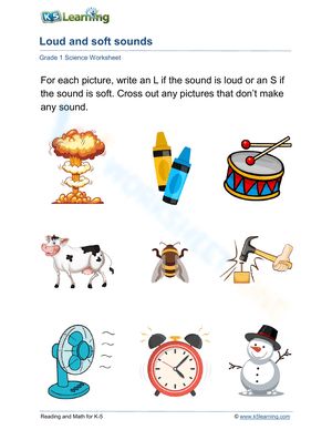 Sound levels can differ in terms of loudness. Within these sound-related worksheets, students will categorize objects based on whether they produce loud sounds, soft sounds, or no sounds at all. #Grade-1 #Grade-2 Sounds Worksheet, Worksheets For Grade 1, 1st Grade Worksheets, Grade 2, Grade 1, Out Loud, Learning Activities, Starfish, Sound