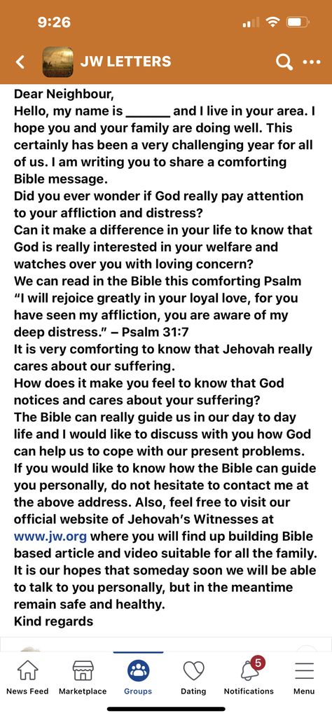 Exercise Patience Jw Letter, Jw Letter Writing Samples Bible Study, Jw Letter Writing Samples, Jw Sayings, 2023 Letters, Jw Letters, Jw Inspiration, Letter Writing Examples, Jehovahs Witnesses