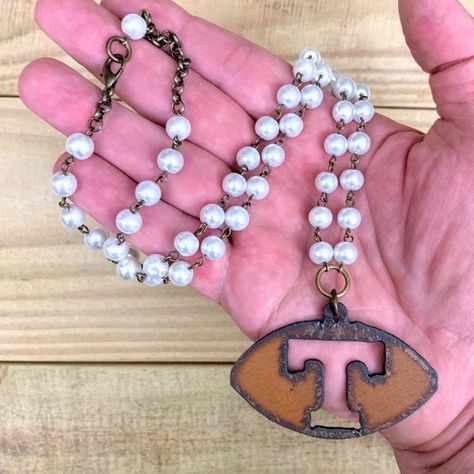 Power T Tennessee Vols Necklace, University Tennessee, UT Necklace, Gift for Women #jewelry #necklace #Tennessee #govols #tennesseefootball #rockytop Tennessee Necklace, Football Necklace, Christmas Tree Necklace, Go Vols, Tennessee Vols, Christmas Necklace, Craft Show Ideas, Tree Necklace, Letter T