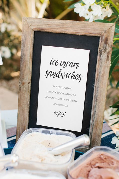 CREATE AN ICE CREAM SANDWICH BAR... | The TomKat Studio Blog Wedding Ice Cream Sandwich Bar, Wedding Ice Cream Sandwiches, Ice Cream Sandwich Station Wedding, Ice Cream Sandwich Bar Ideas, Ice Cream Sandwich Wedding, Ice Cream Sandwich Bar, Gelato Cart, Printable Ice Cream, Wedding Decorator