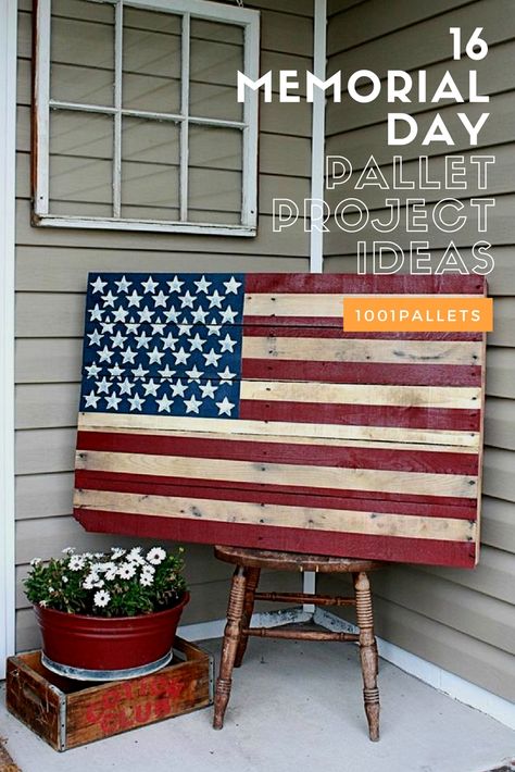 Pallet American Flag, Pallet Flag, Koti Diy, Diy Projektit, Wooden Pallet Furniture, Pallet Decor, Wooden Pallet Projects, Recycled Pallets, Pallet Outdoor