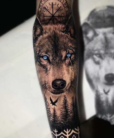 Wolve Tattoo Men, Wolf Tattoo Men Arm, Half Wolf Face Tattoo, Wolf Sleeve Tattoo Women, Wolf Warrior Tattoo, Wolf Leg Tattoo, Wolf Half Sleeve Tattoo, Bear Forearm Tattoo, Wolf Viking Tattoo