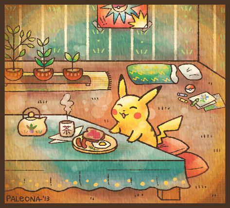 Good Morning, Pikachu by Paleona on DeviantArt Pokemon Painting, Pokemon Starters, Pika Pika, Cute Pikachu, Kawaii Illustration, Pokemon Comics, Pokémon Master, I Choose You, Pokémon Art