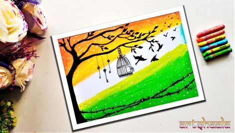 Independence Day drawing for beginners with Oil pastels- Step by Step | Republic day drawing | Republic Day india | Republic Day posters  | Independence day poster making | Poster making competition  #independencedaydrawings #independencedaypaintings #independencedaydrawingwithoilpastels #oilpasteldrawings #republicdaydrawing #republicdayindiadrawings #republicdaypainting #republicdayoilpastel #republicdayposters #independecedayposters Republic Day Posters, Independence Day Poster Making, Poster Making Topics, Poster Making Competition, Republic Day Drawing, India Republic Day, Drawing With Oil Pastels, Mickey Drawing, Independence Day Greeting Cards