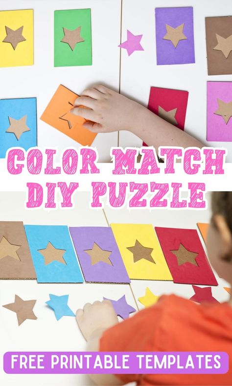 Star DIY Color Matching Puzzle (Printable Template) - In The Playroom Puzzle Printable, Printable Puzzles For Kids, Diy Puzzle, Pattern Activities, Diy Puzzles, Classroom Activity, Puzzles For Toddlers, Preschool Education, Creative Arts And Crafts