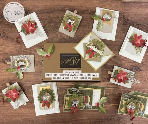 Stampin Up Festive Tags Kit, Unique Gift Card Holder, Rustic Christmas Cards, Stampin Up Kits, Holiday Gift Card Holders, Rustic Christmas Gifts, Unique Gift Cards, Christmas Gift Card Holders, Mini Cat