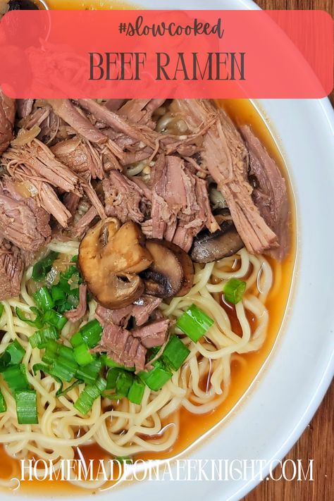 Braised Beef Ramen, Chuck Roast Ramen, Instapot Chuck Roast, Rainy Day Recipes, Leftover Pot Roast, Beef Ramen, Delicious Ramen, Slow Cooker Times, Homemade Ramen